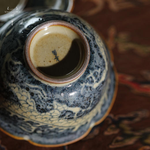 问鼎旗下留青汝瓷椒唐清音盖碗（龙跃沧海）（缺货） 商品图4