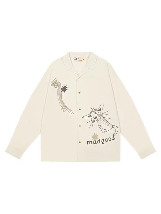 马得工地/MDGDCS243168/小猫印花古巴领长袖衬衫 商品图3