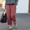 绽放773朵/秋冬三九棉裤砂洗亚麻松紧腰绗棉百搭九分裤休闲萝卜裤 商品缩略图0