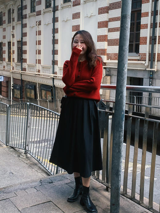 【百图lulu定制】【升级版毛呢伞裙】定制厚实毛呢料 弹力腰围 压褶百褶裙 商品图12