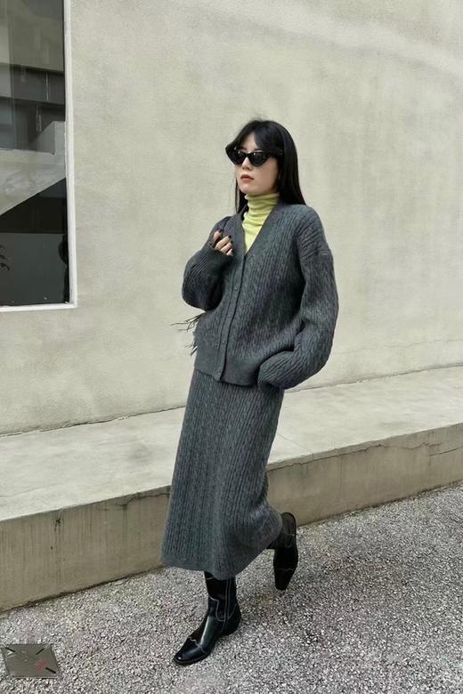 LNNNS 休闲慵懒开衫半裙麻花针织套装 17494 商品图2