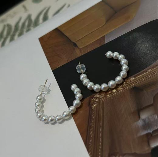 甄珠贝 akoya海水珠耳环 复古时尚造型 约4.5mm 18k金配件 商品图0