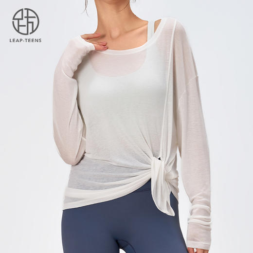 跃牌【安琪拉系列】秋季新款透气瑜伽罩衫女开叉显瘦运动健身上衣CX7406 商品图4