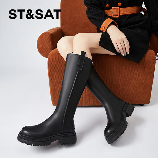 星期六时尚百搭保暖绒里显瘦美腿长靴SS341190Q9 商品图3