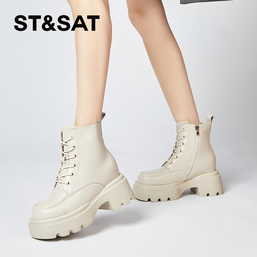 星期六英伦风复古机车加绒马丁靴SS341180HU 商品图5