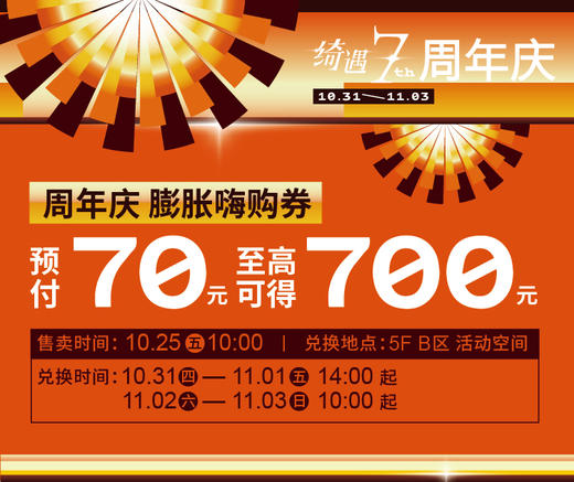 70元购周年庆嗨购券，至高赢取700元膨胀金 商品图0