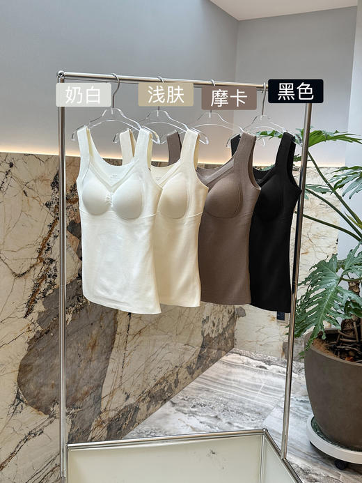 官网499！秋冬三合一带胸垫羊毛蚕丝保暖背心女 V领网纱免穿文胸内搭打底 商品图10