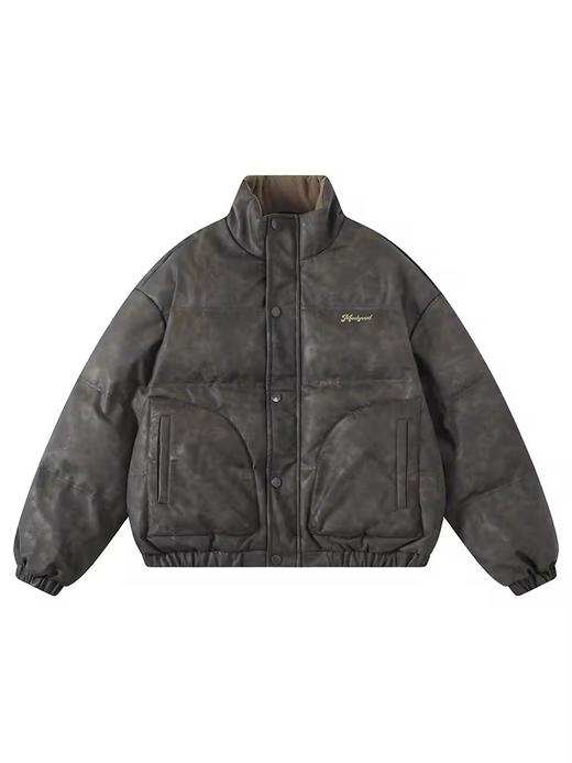 马得工地/MDMF231107/pu皮短款立领棉服 商品图3