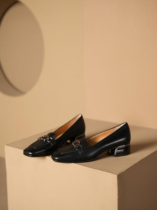 豪麟名鞋进口迪嘉女鞋乐福鞋羊皮革F24203P黑色 商品图2