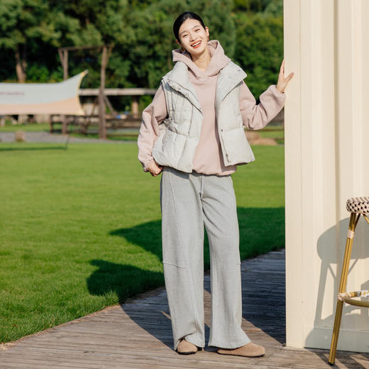 绽放708朵/冬季白鹅绒假两件拼接针织立领保暖无袖背心马甲羽绒服 商品图2