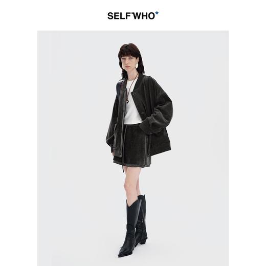 SELFWHO复古褐色短裙半身裙女2024秋冬设计感百搭包臀a字直筒半裙 商品图2