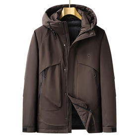 【特大码】【新款DPX】大依优型大码潮款工装连帽羽绒服鸭绒外套休闲胖子大码男休闲宽松加肥加大上衣