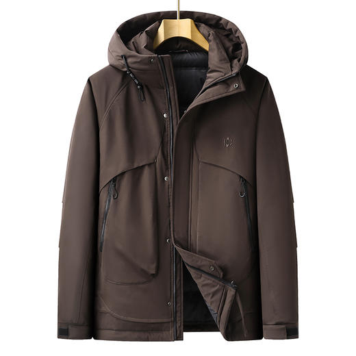 【特大码】【新款DPX】大依优型大码潮款工装连帽羽绒服鸭绒外套休闲胖子大码男休闲宽松加肥加大上衣 商品图0