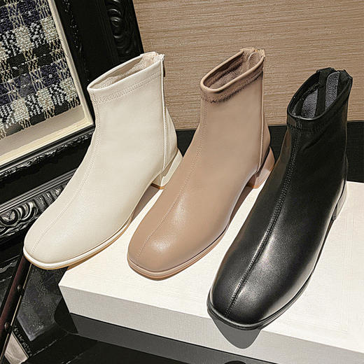 【ZHR摩登方头气质短靴BL189】方头短靴，时髦入冬 商品图0