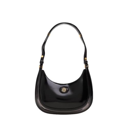 TORY BURCH 汤丽柏琦 Robinson 磁扣开合可调节肩带 牛皮皮革 腋下包新月包手提单肩包 女款 黑色（CB） 商品图1