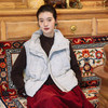 绽放708朵/冬季白鹅绒假两件拼接针织立领保暖无袖背心马甲羽绒服 商品缩略图0