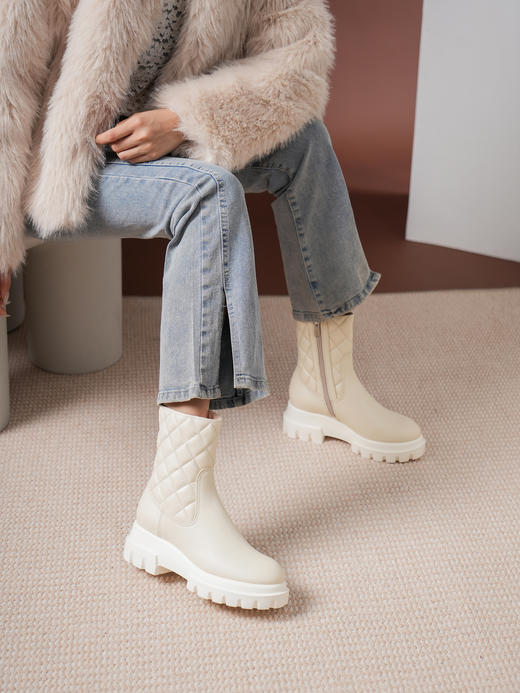 豪麟名鞋AGL女鞋短靴羊皮革AG756595N白色 商品图1