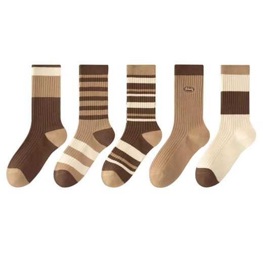 美拉德高筒堆堆袜女 撞色春秋ins 日系条纹袜子 学生潮流袜子 百搭高筒秋冬女士中筒袜 商品图4