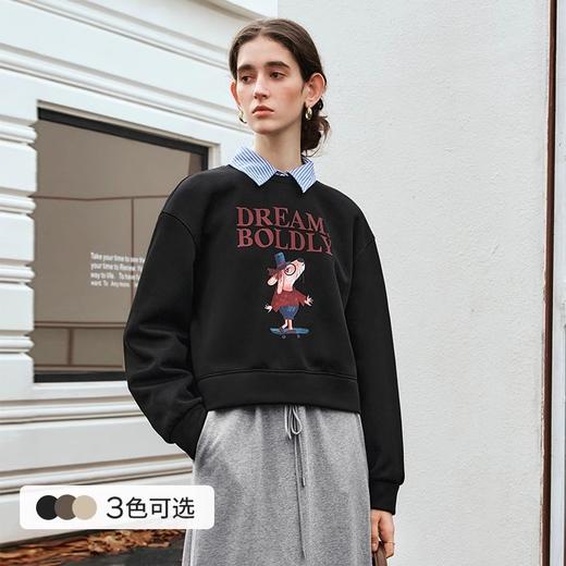 OLrain欧芮儿美式复古卫衣女早秋2024年新款宽松印花小个子上衣 商品图5