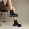 千百度厚底拼接切尔西靴女冬季烟筒靴保暖单靴A24537301 商品缩略图2
