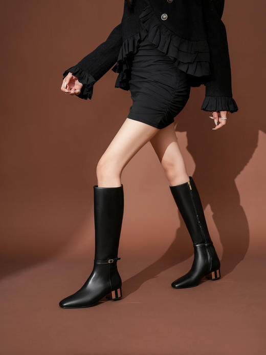 豪麟名鞋BALDININI女鞋长靴牛皮革D5B062N黑色 商品图1