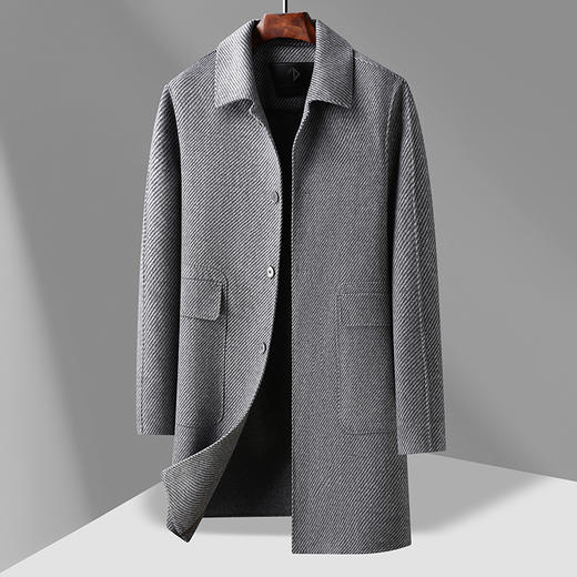 【新款DAB】大依优型大码男装羊毛呢双面呢大衣大衣外套手工呢子中长款胖子休闲男士 商品图3