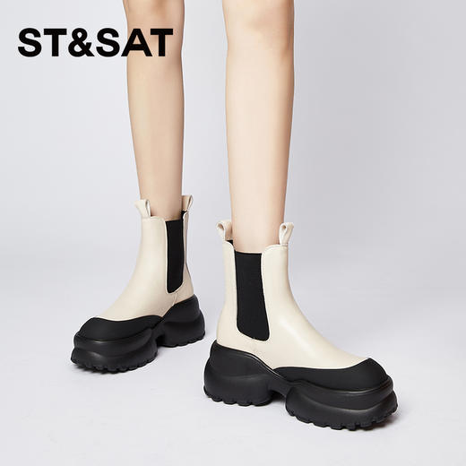 【加绒保暖】星期六时尚拼接舒适圆头加绒厚底切尔西SS341180YH 商品图5