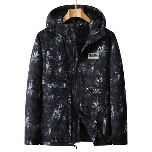 【特大码】【新款DPX】大依优型大码潮款迷彩工装连帽羽绒服鸭绒外套休闲胖子大码男休闲宽松加肥加大上衣 商品图0