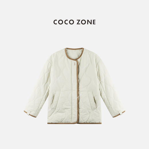 COCO ZONE 设计感撞色拼接气质圆领女士棉服CC2C1796 商品图0