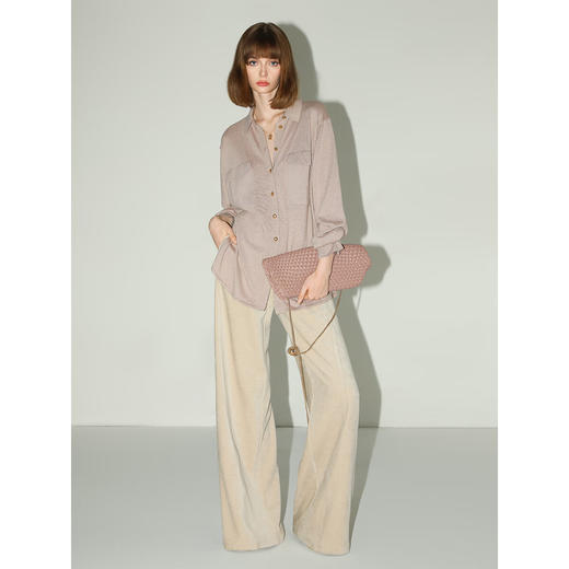 COCOBELLA设计感拼接灯芯绒阔腿裤垂坠拖地加厚休闲裤PA3052 商品图1