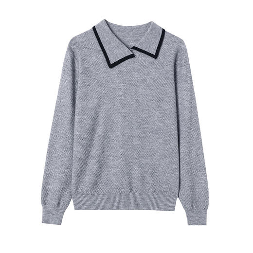 CC-101-2037秋季女装设计感上衣2024新款设计感翻领针织衫套头秋冬毛衣打底衫 商品图4