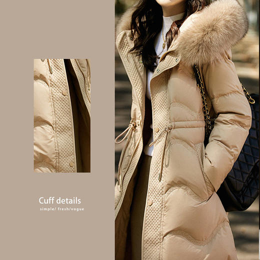 【高货ay】全新升级【铂金会员827/天猫1129/差价302】(11548) 洛诗琳2024冬季新款收腰可拆狐狸毛领中长款连帽羽绒服女 商品图1