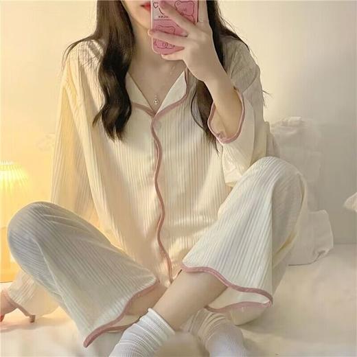 「39.9到手两件套！ins小清新」春秋新款ins睡衣女日系甜美卡通学生少女休闲简约长袖家居服内衣套装 商品图0