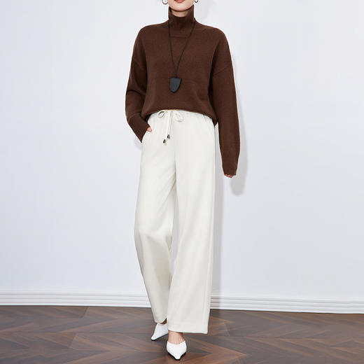 【高货wl】全新升级【铂金会员247/天猫329/差价82】(20402) 洛诗琳休闲宽松慵懒风重磅垂感直筒羊毛混纺磨毛阔腿裤 商品图0