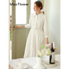 勿忘花米白色纯棉法式衬衫连衣裙春季新款长裙温柔淑女裙子 商品缩略图0