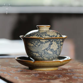 问鼎旗下留青汝瓷椒唐清音盖碗（凤凰于飞）