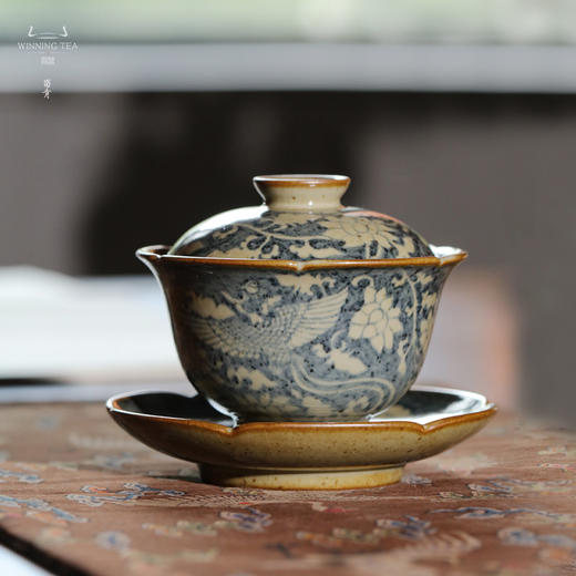 问鼎旗下留青汝瓷椒唐清音盖碗（凤凰于飞） 商品图0