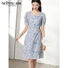 未风蓝色雪纺连衣裙女夏2024年夏季新款女装气质改良旗袍显瘦裙子 商品缩略图3