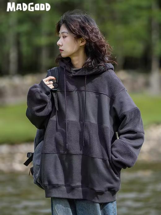 马得工地/MDWY230940/正反拼接摇粒绒连帽卫衣 商品图1