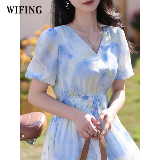 未风雪纺碎花连衣裙女夏2025新款夏季气质今年流行的漂亮裙子长裙 商品图1