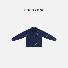 COCO ZONE 小众翻领卫衣字母刺绣半拉链上衣CC2D2424