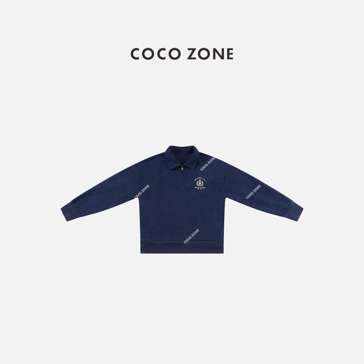 COCO ZONE 小众翻领卫衣字母刺绣半拉链上衣CC2D2424 商品图0