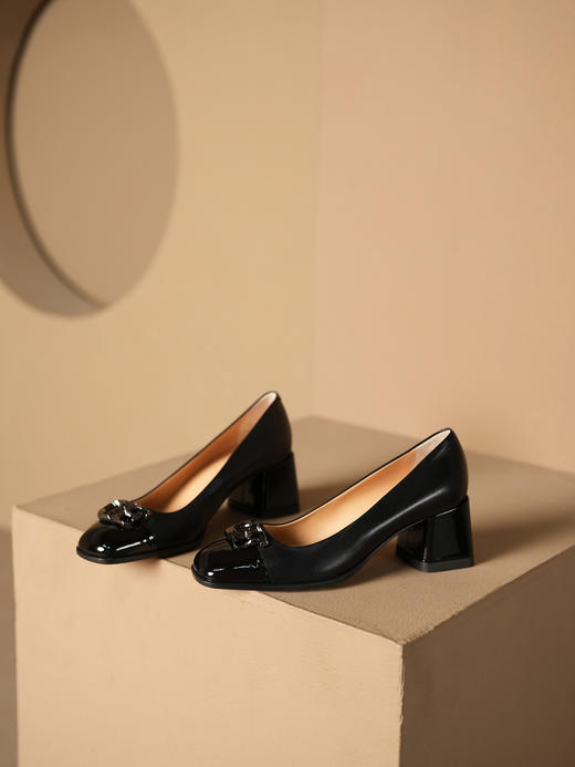 豪麟名鞋进口迪嘉女鞋皮鞋羊皮革F24328P黑色 商品图3