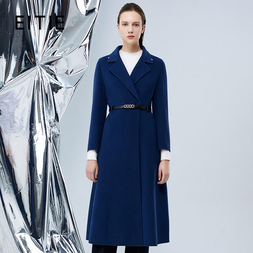 EITIE爱特爱冬季新款洋气经典翻领收腰显瘦长款毛呢大衣女7614312 商品图0