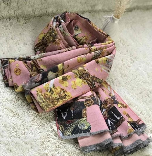 优品堂【时来运转】桑蚕丝+拉绒披肩围巾两用长巾 商品图1