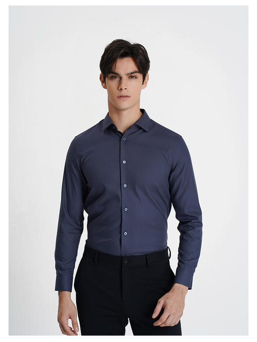 callisto蓝色羊毛混纺长袖衬衫 商品图2