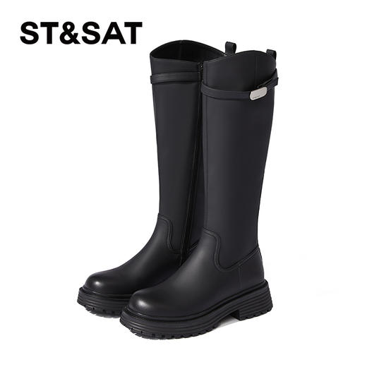 星期六时尚百搭美腿显瘦保暖绒里骑士靴SS341190I7 商品图7