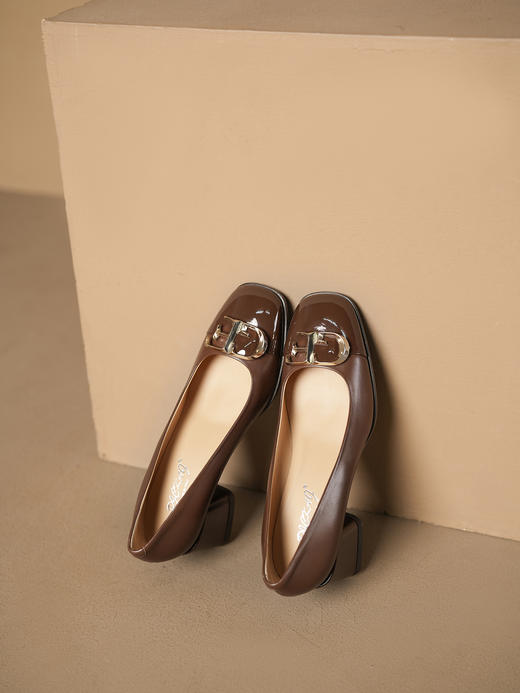 豪麟名鞋进口迪嘉女鞋皮鞋羊皮革F24328P咖啡色 商品图2