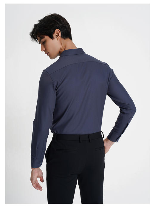 callisto蓝色羊毛混纺长袖衬衫 商品图4