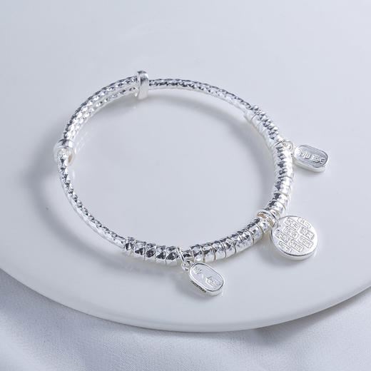 【宏艺珠宝】平安喜乐·足银手镯 商品图2